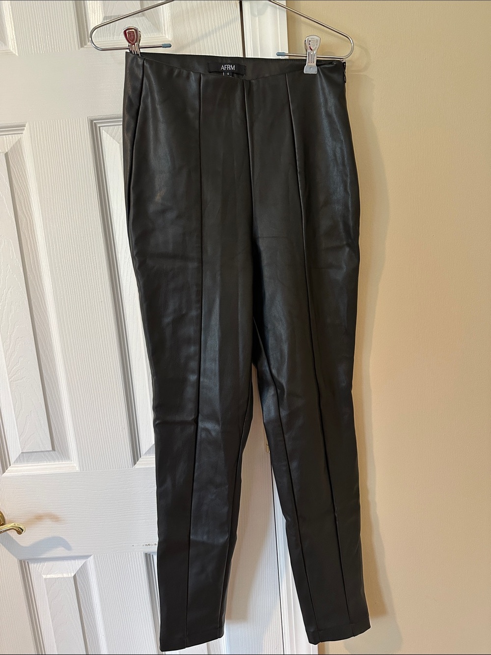 AFRM Black Faux Leather Skinny Trousers